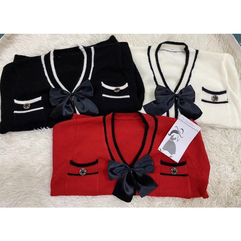 Áo len Nữ kèm nơ hottrend 2022 hàng QC cao cấp