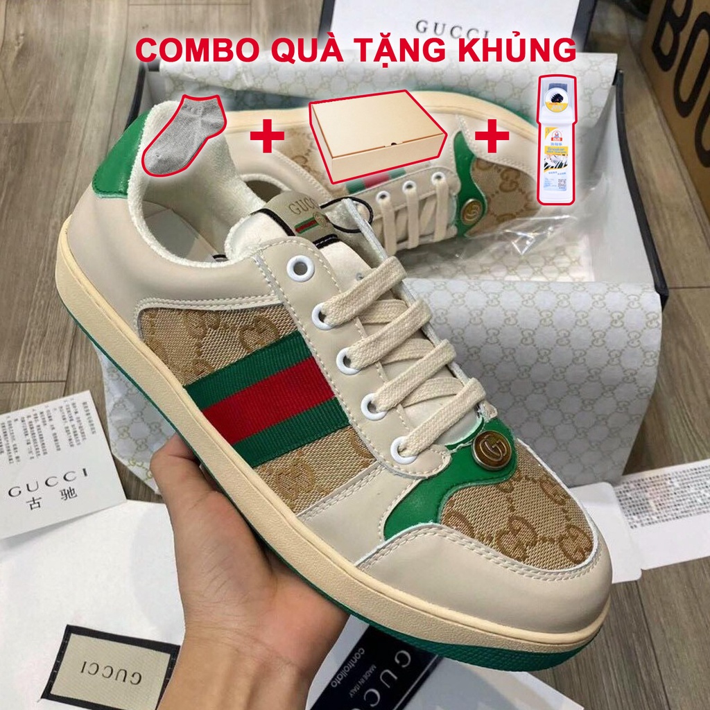 Giày Gucci Sơn Tùng Nam Nữ, Giày Thể Thao Gucci Xanh, Xám Hàng Cao Cấp , FULL size, phụ kiện tặng kèm tất Hàn Quốc