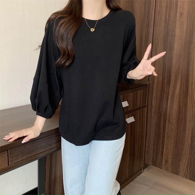 Áo thun SUXI tay dài dáng rộng thiết kế đơn giản dễ phối đồ thời trang xuân thu cho nữ