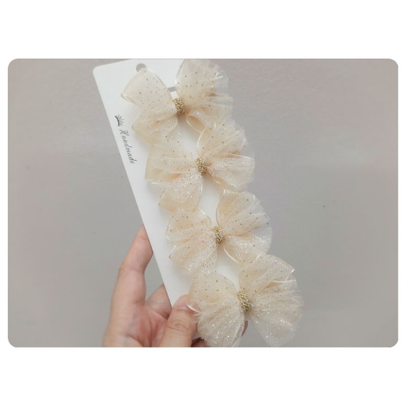 Storm Hairbow - Kẹp tóc handmade màu beige cho công chúa