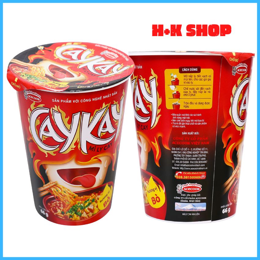 Mì Ly CayKay Hương vị Bò, Hải Sản 66g x24Ly MLCK01