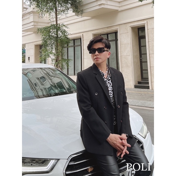 Áo sơ mi nam POLI MAN có màu hoạ tiết đen trắng