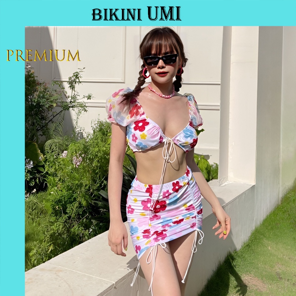 BIKINI 2 MẢNH VÁY HỌA TIẾT HOA HỒNG BIKINISTORE