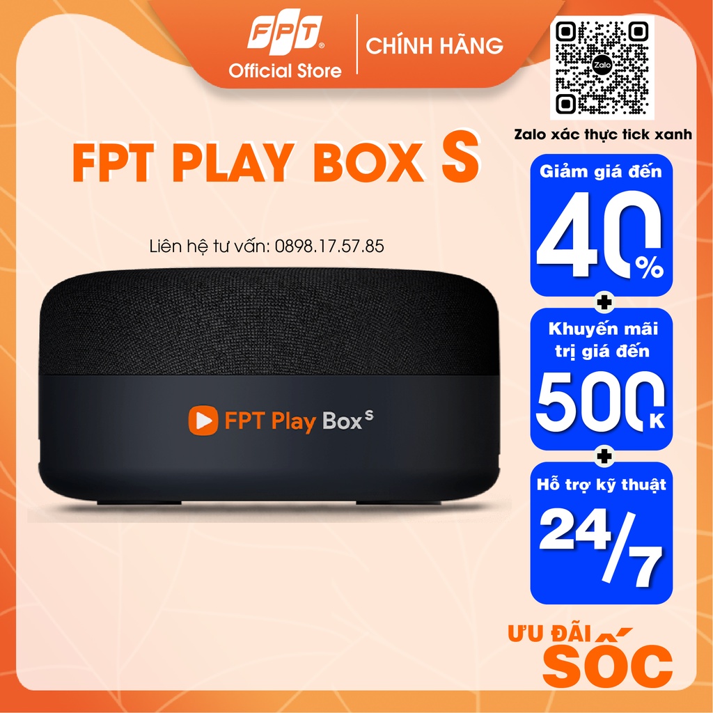 FPT PLAY BOX S T590 Hệ điều hành Android TV 10 Ram 2GB Tích hợp Loa thông minh - Hàng chính hãng