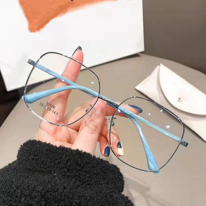 Kính Mát Gọng Vuông Kim Loại Chống Ánh Sáng Xanh Thời Trang Unisex