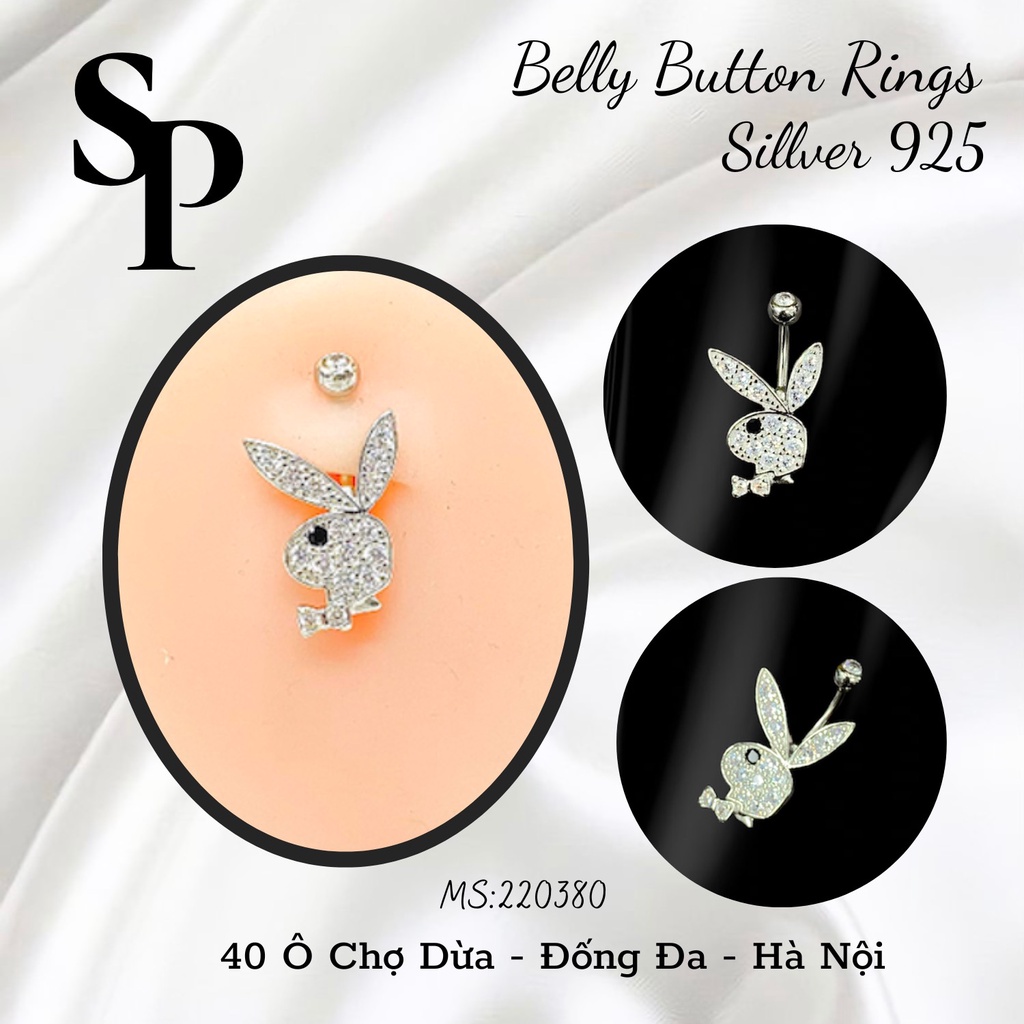 KHUYÊN RỐN BẠC 925 HÌNH CON THỎ PLAYBOY