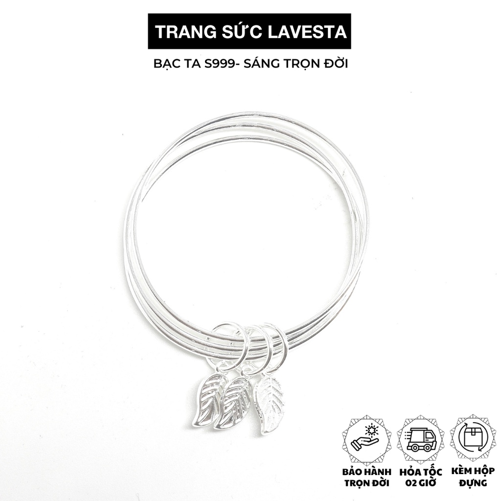 Vòng tay bạc nữ 925 thanh lịch charm lá Lavesta SUN75