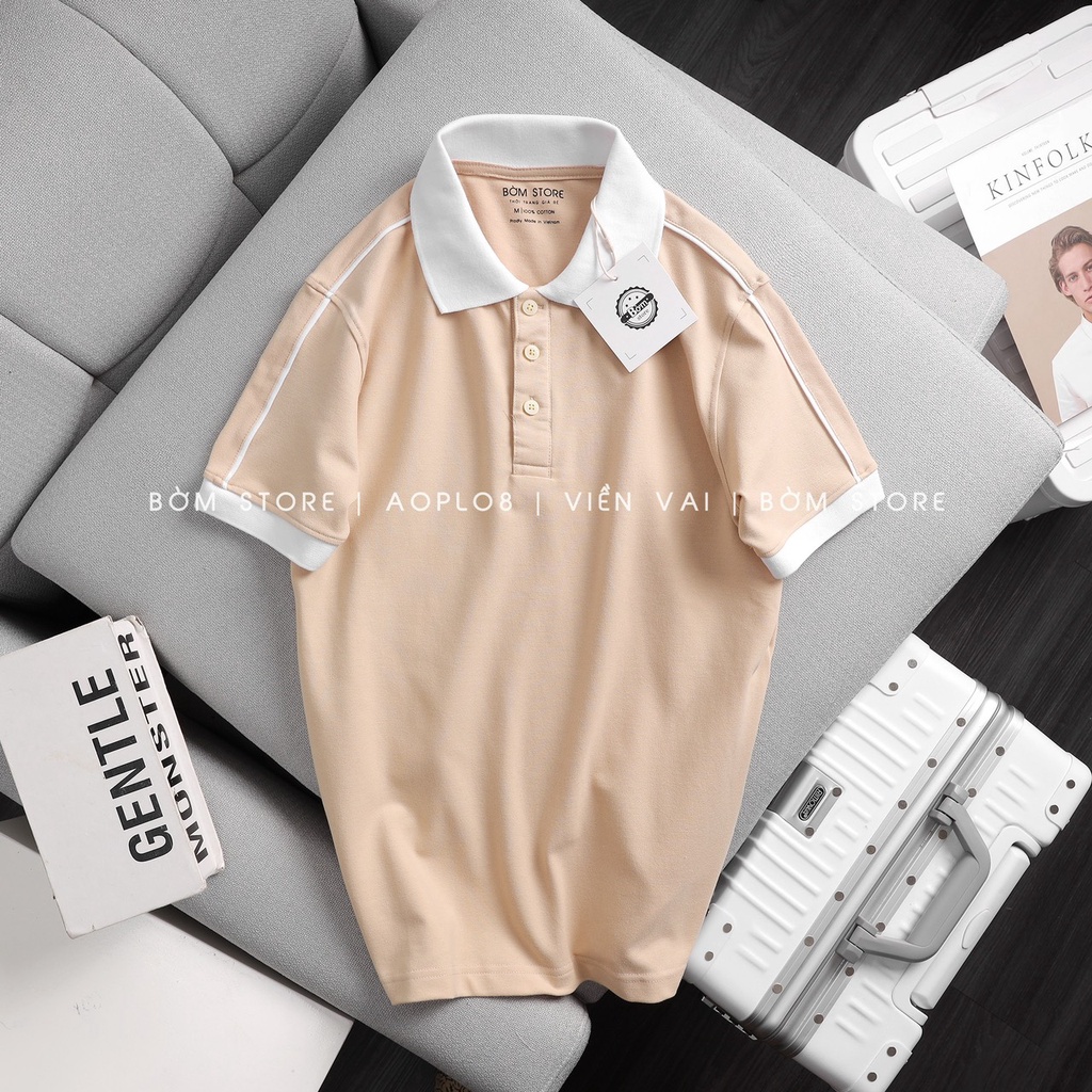 BST Áo Polo Nam Cách Điệu Hoạ Tiết BEACON DENIM Basic Form Thường Cá Tính AOPL04.08.10