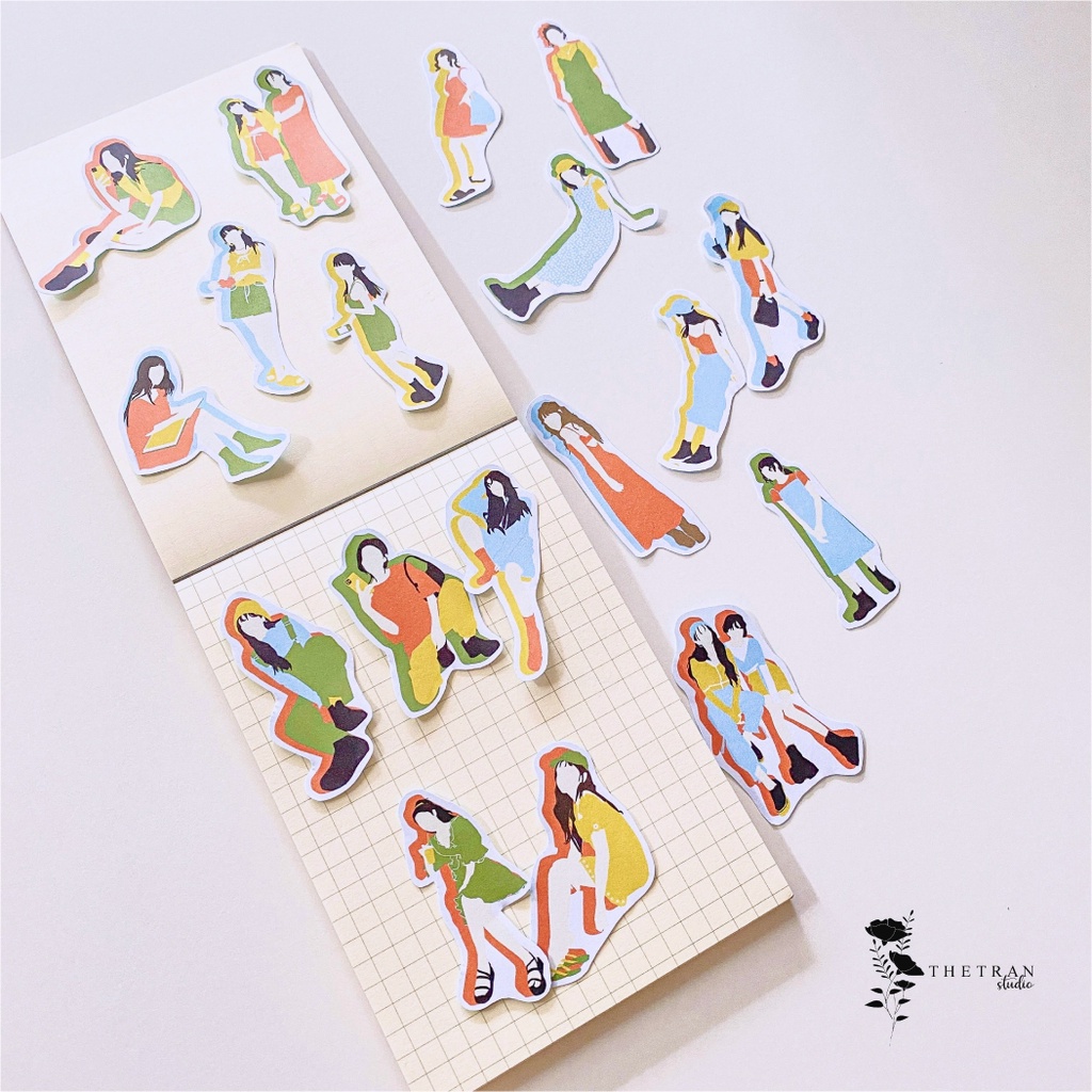 bộ 45 sticker cute cô gái kế hoạch mini / girl planner sticker pack / thetranstudio