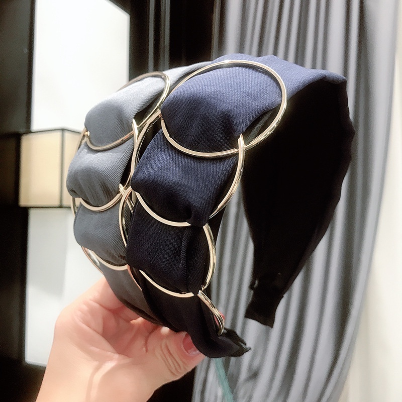 Băng Đô Rửa Mặt Bằng Vải Bản Rộng Ghép Nối Vòng Tròn Màu Vàng Cao Cấp Nhiều Màu Sắc Cho Nữ