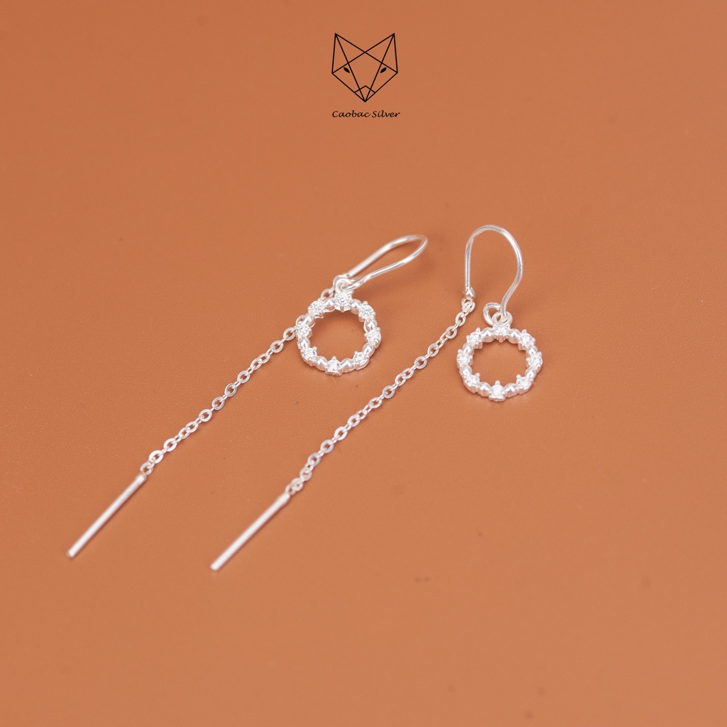 Khuyên Tai Bạc Ta Nữ CaoBac Silver Huyền Thoại Biển Xanh Thiết Kế Dây Rút Xinh Xắn Món Quà Dành Cho Bạn Gái