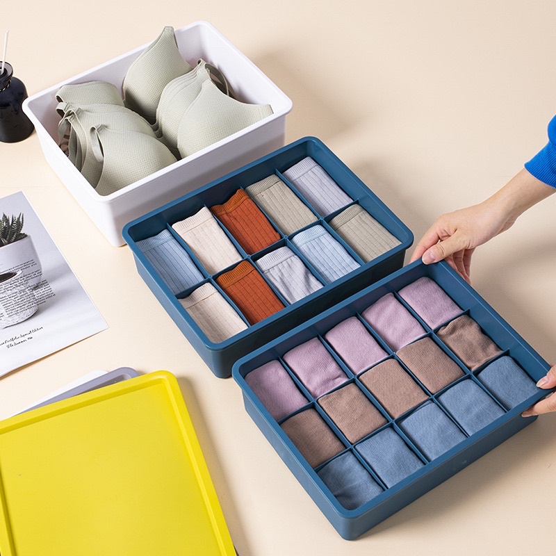 Sét 3 hộp nhựa chia ngăn đựng đồ lót siêu tiện