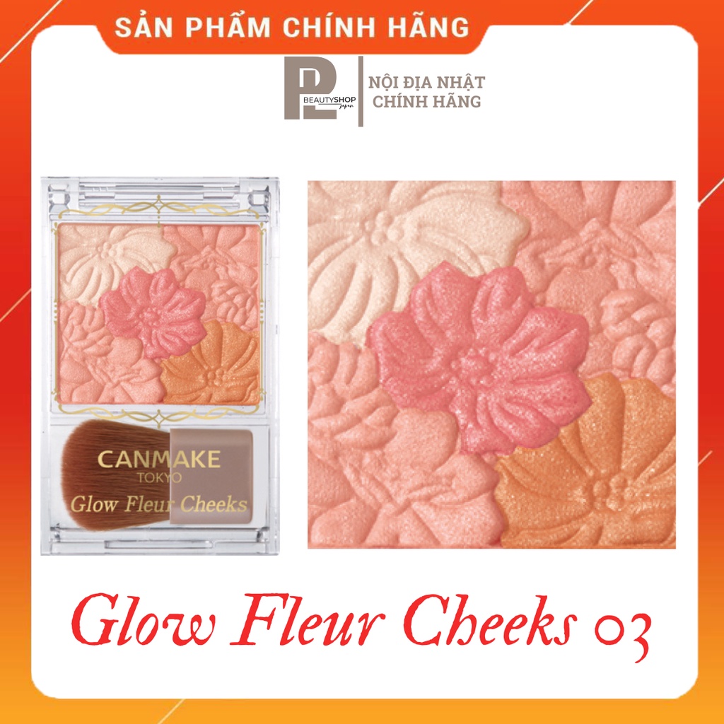 [Hàng Nội Địa Nhật] Phấn Má Hồng Canmake Glow Fleur Cheeks 6,3g.#03 Fairy Orange Fleur