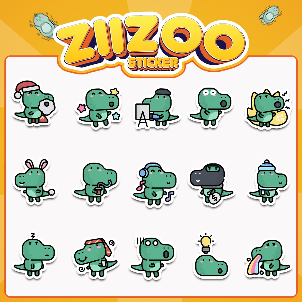 Set 30 Sticker Cá Sấu Xanh Cute, hình dán trang trí bình nước, điện thoại, laptop, mũ bảo hiểm, sticker làm quà tặng