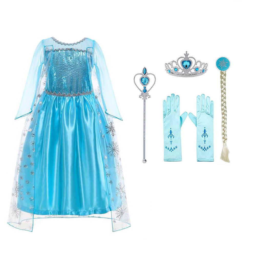 Đầm công chúa Elsa BCBL đính kim tuyến lấp lánh có thể tháo rời cho bé gái
