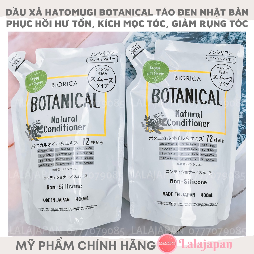 [Bill hãng] Dầu xả Hatomugi Botanical táo đen Nhật Bản kiềm dầu phồng