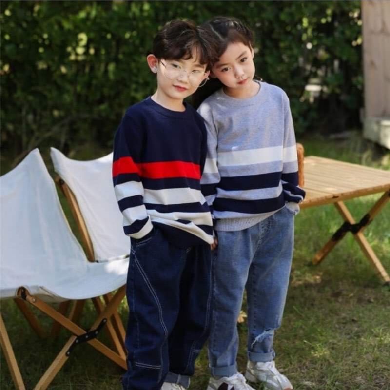 ÁO LEN KẺ UNISEX CHO BÉ 25-55KG