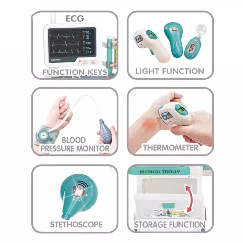 Đồ chơi xe đẩy bác sĩ 26 chi tiết cho Bé