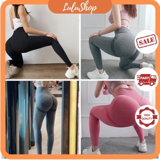 Quần chun mông tập yoga, gym cạp cao, quần legging tập gym nữ, tập mông co giãn 4 chiều Lulushop