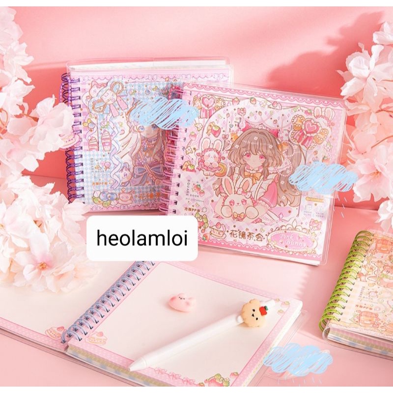 Sổ vuông lò xo cỡ lớn 145 x 145mm,138 trang, bìa dày, dễ thương, mã 21005