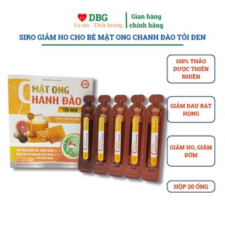 Siro ho Mật ong Chanh đào tỏi đen hộp 20 ống giảm ho, bổ phổi, ho gió, ho khan, ho lâu ngày, viêm họng