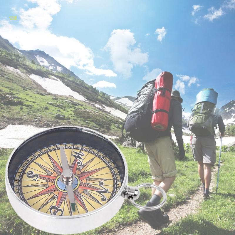 Móc Khóa La Bàn Tròn Bằng Kim Loại Bỏ Túi Tiện Dụng Khi Đi Leo Núi / Du