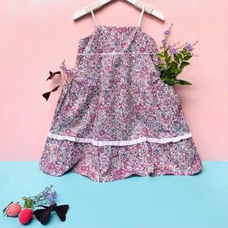 Đầm 2 dây, 2 túi hông, 2 màu hoa nhí, chất thô cotton thoáng mát