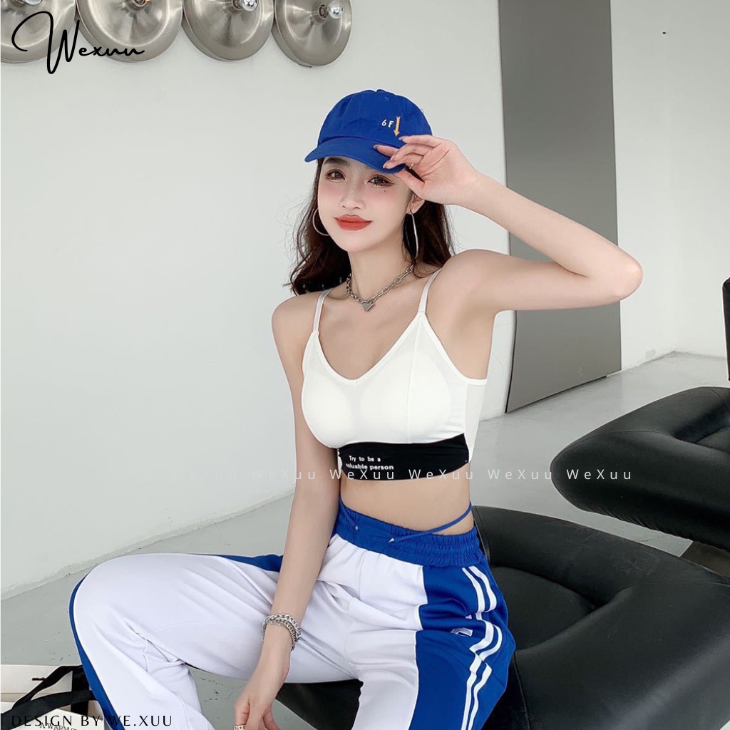 Áo bra nữ hai dây phối bo viền chân ngực kiểu dáng thể thao chất liệu Cotton- WeXuu BR24