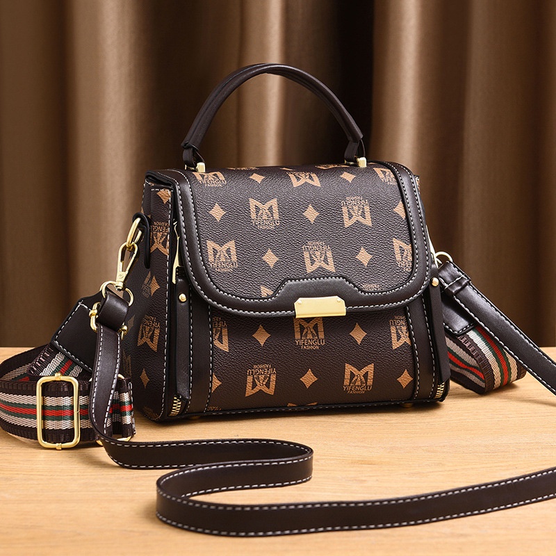 Túi đeo chéo IELGY bản rộng in họa tiết phong cách cổ điển thời trang cho nữ