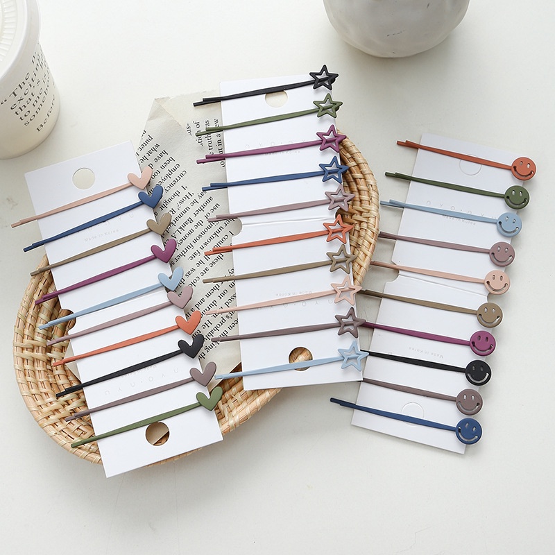 Set 10 Kẹp Tóc Hình Ngôi Sao / Trái Tim Nhiều Màu Sắc Phong Cách Hàn Quốc