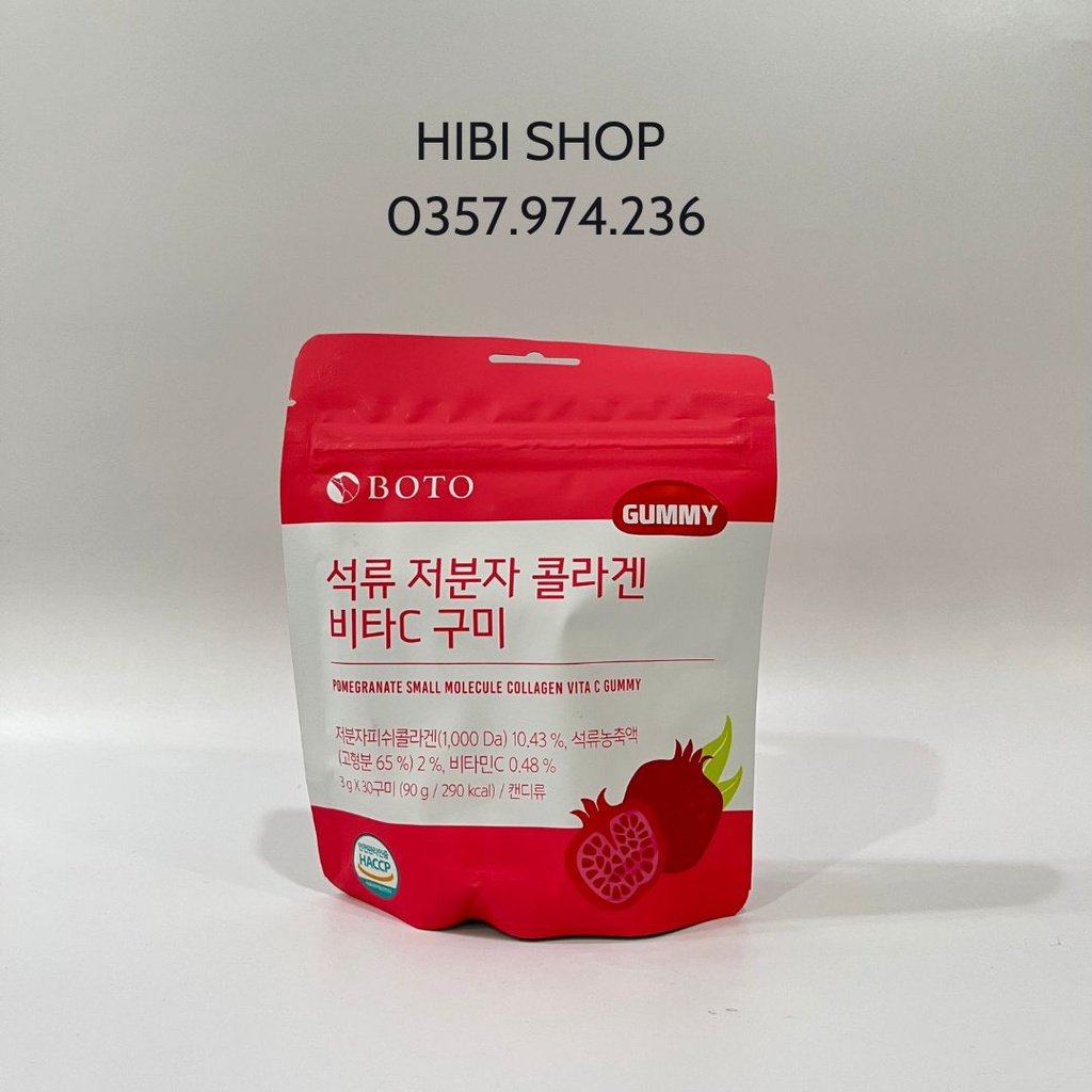 (CHÍNH HÃNG) Kẹo Dẻo Gummy Boto Collagen Vị Lựu Hàn Quốc 90g