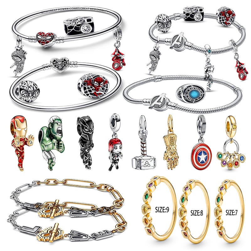 Hạt Charm Mạ Bạc 925 Hình Nhân Vật Người Nhện Phim Disney Pandora