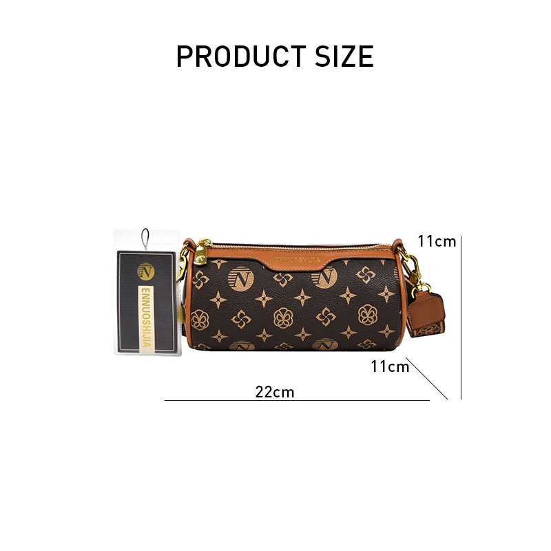 MISCHA Túi Xách Đeo Vai Hình Trụ Họa Tiết Hoa Vintage Cho Nữ