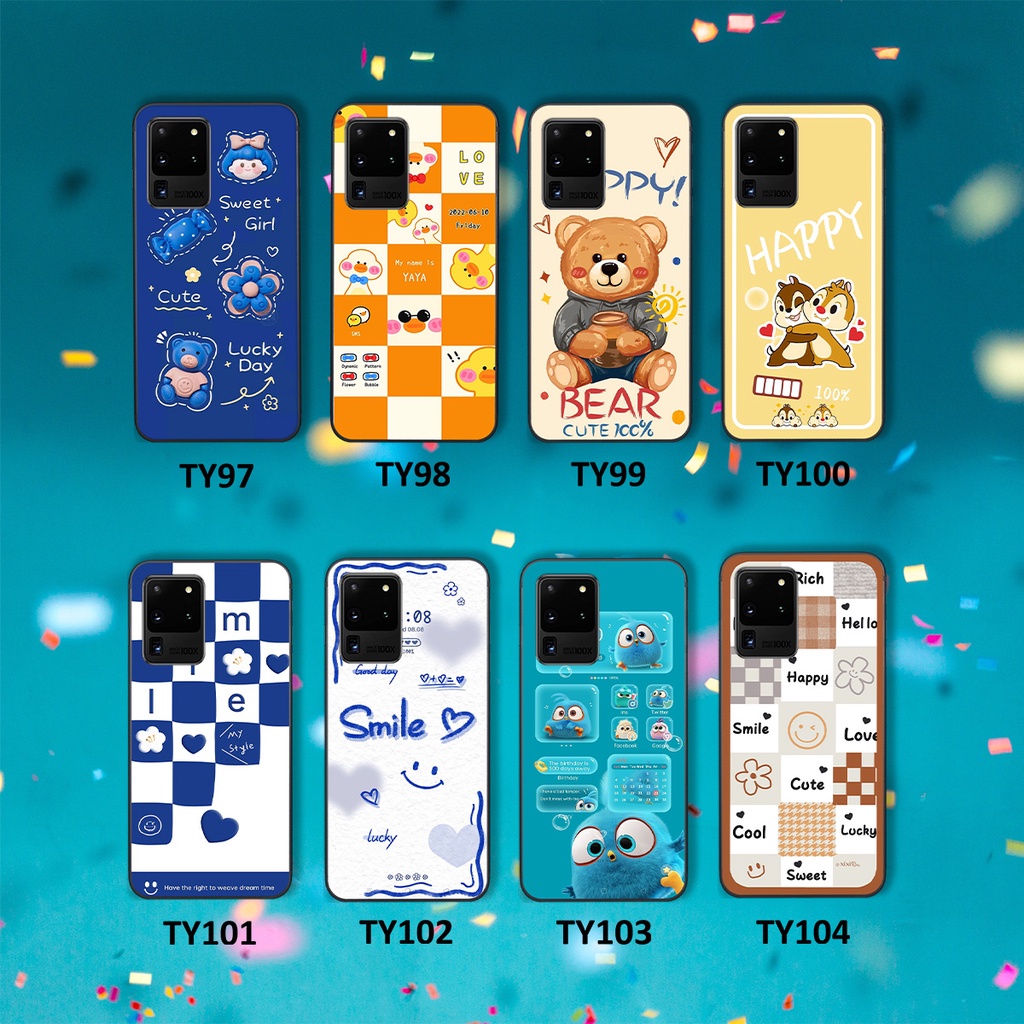 Ốp Samsung S20 Ultra in hình gấu vịt caro nhiều màu sắc ngộ nghĩnh dễ thương