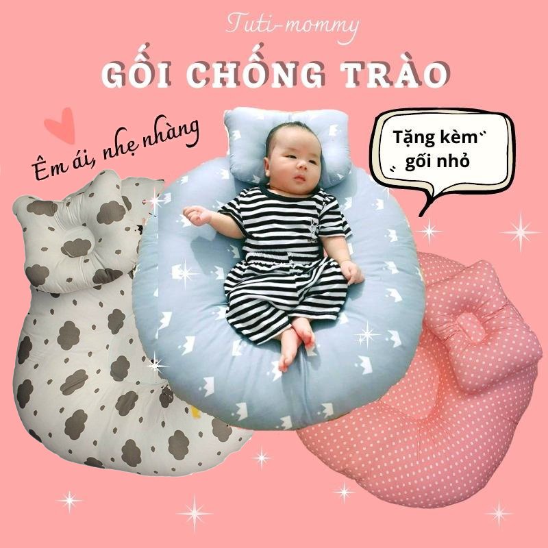 Gối chống trào ngược cho bé sơ sinh tặng kèm gối nhỏ Tutimommy