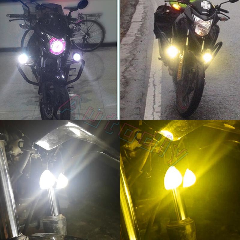 Đèn LED Mắt Cá Mini Hai Màu Sắc Trắng Vàng 3000k 9-85V Chuyên Dụng Cho Xe Mô Tô