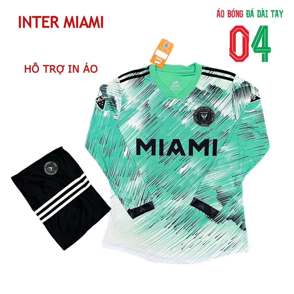 Bộ Quần Áo Bóng Đá Thun Thái Dài Tay CLB Inter Miami Xanh