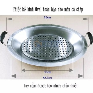 Khay cá chép om dưa bếp từ, kích thước lớn, chất liệu inox siêu bền - Nồi lẩu cá chép cho gia đình, nhà hàng, quán ăn