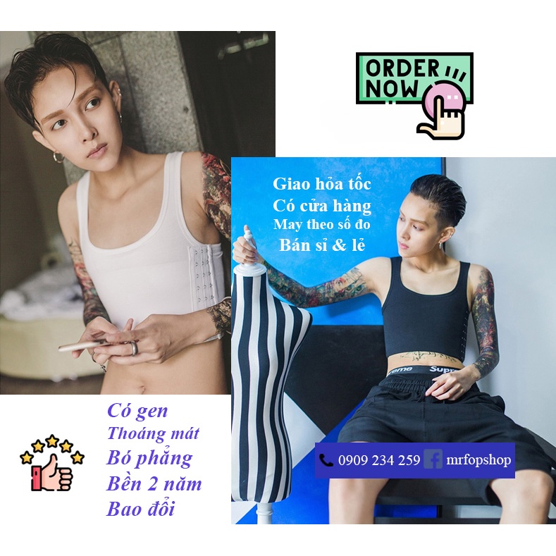 Áo bó móc gài hông trái có gen - có viền bó sát thoải mái Tomboy Transguy