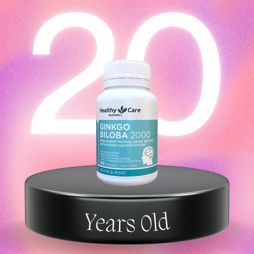Viên Uống Bổ Não Hỗ Trợ Sức Khoẻ Ginkgo Biloba Healthy Care Úc 2000 - 100 Viên