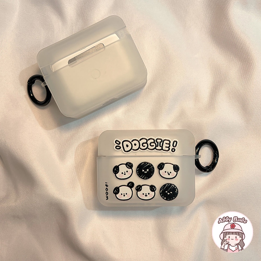 Vỏ Bảo Vệ Hộp Sạc Tai nghe không dây Airpods 1 / 2 / pro Bằng TPU Mềm Trong Suốt Hình Chú Cún Phối Màu Trắng Đen Dễ Thương