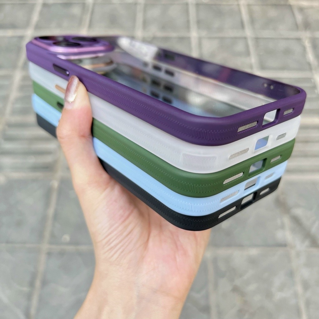 ỐP LƯNG BẢO VỆ CAMERA iPhone 15 Pro/ 15 Pro Max/ 14 Pro/ 14 Pro Max/ 13 Pro Max/ 12 Pro Max, lưng trong viền màu X&M