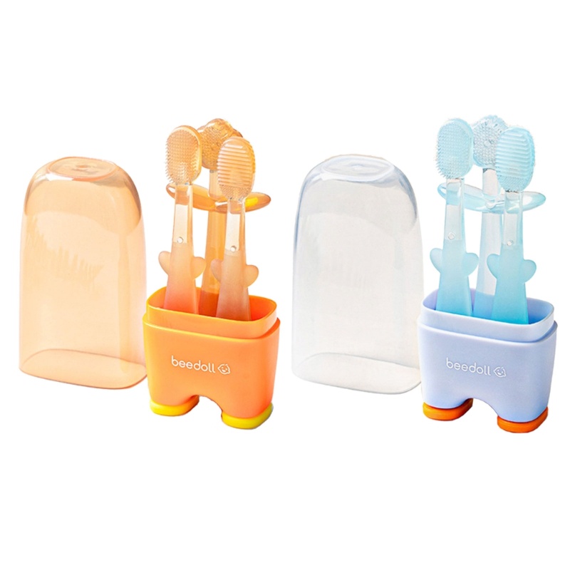 Bộ Bàn Chải Đánh Răng Silicone Cấp Thực Phẩm Cho Bé