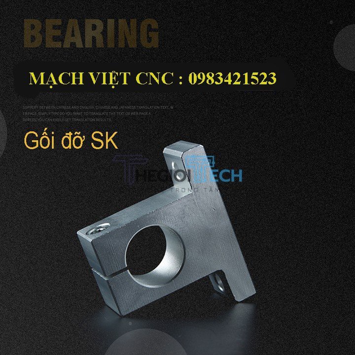 Gối đỡ ray trượt tròn SK nhôm đúc nguyên khối chắc chắn - 25