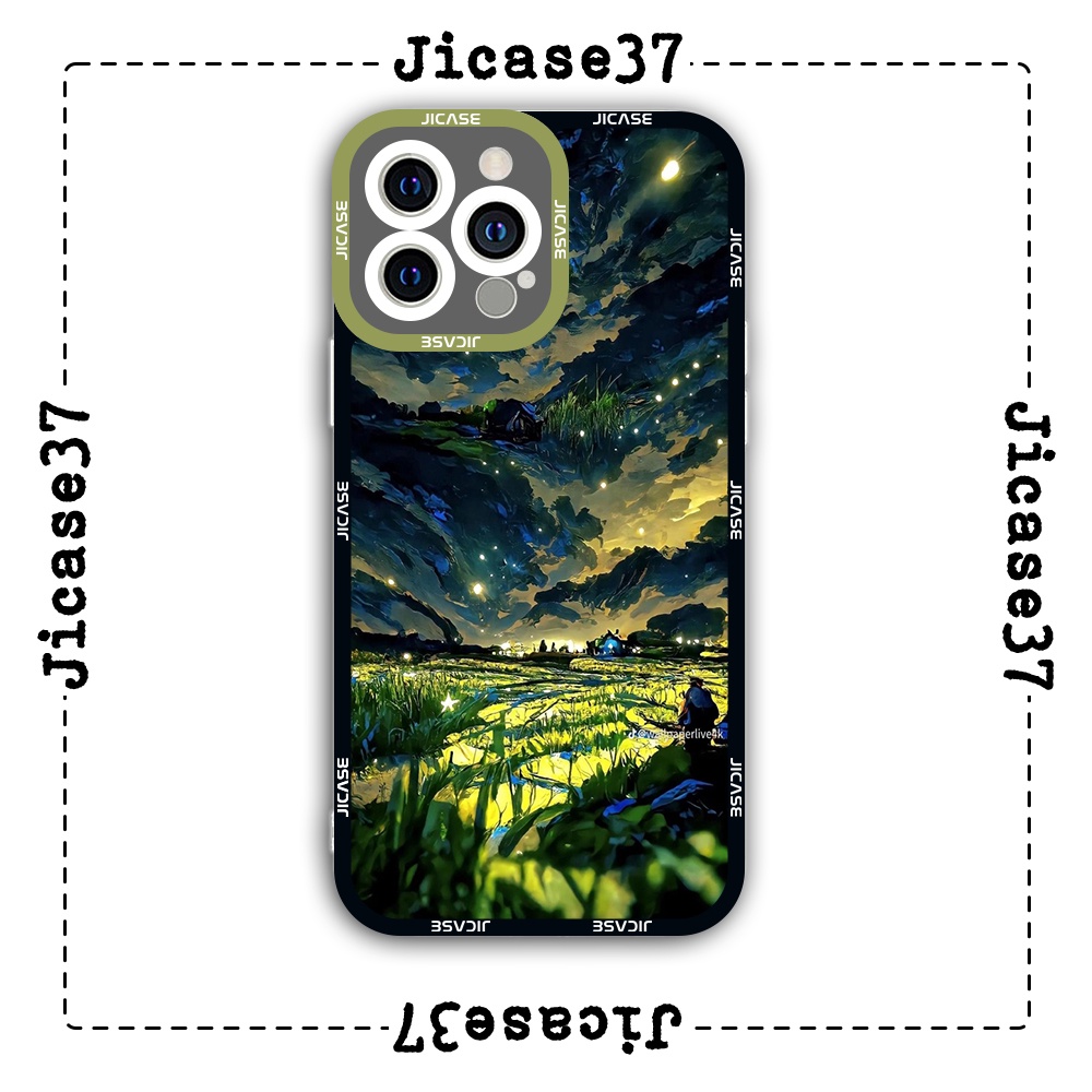 Ốp lưng iphone cạnh vuông Jicase Cánh đồng phát sáng 6plus/6s/6splus/7/7plus/8/8plus/x/xs/11/12/pro/max/plus/promax