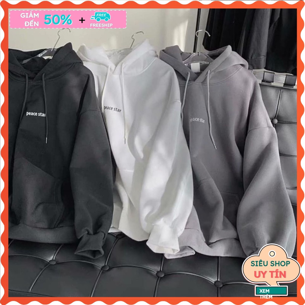 Áo Hoodie Form Rộng Unisex Peace morishopx, Áo khoác Sweater Chất Nỉ Dày dặn