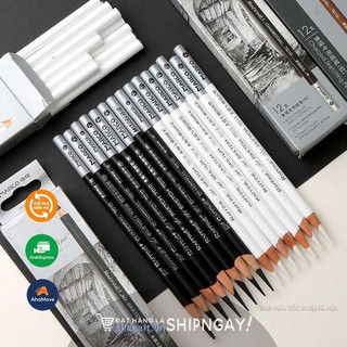 Chì than Marco Raffine Đen, Trắng cây lẻ - Hàng chính hãng