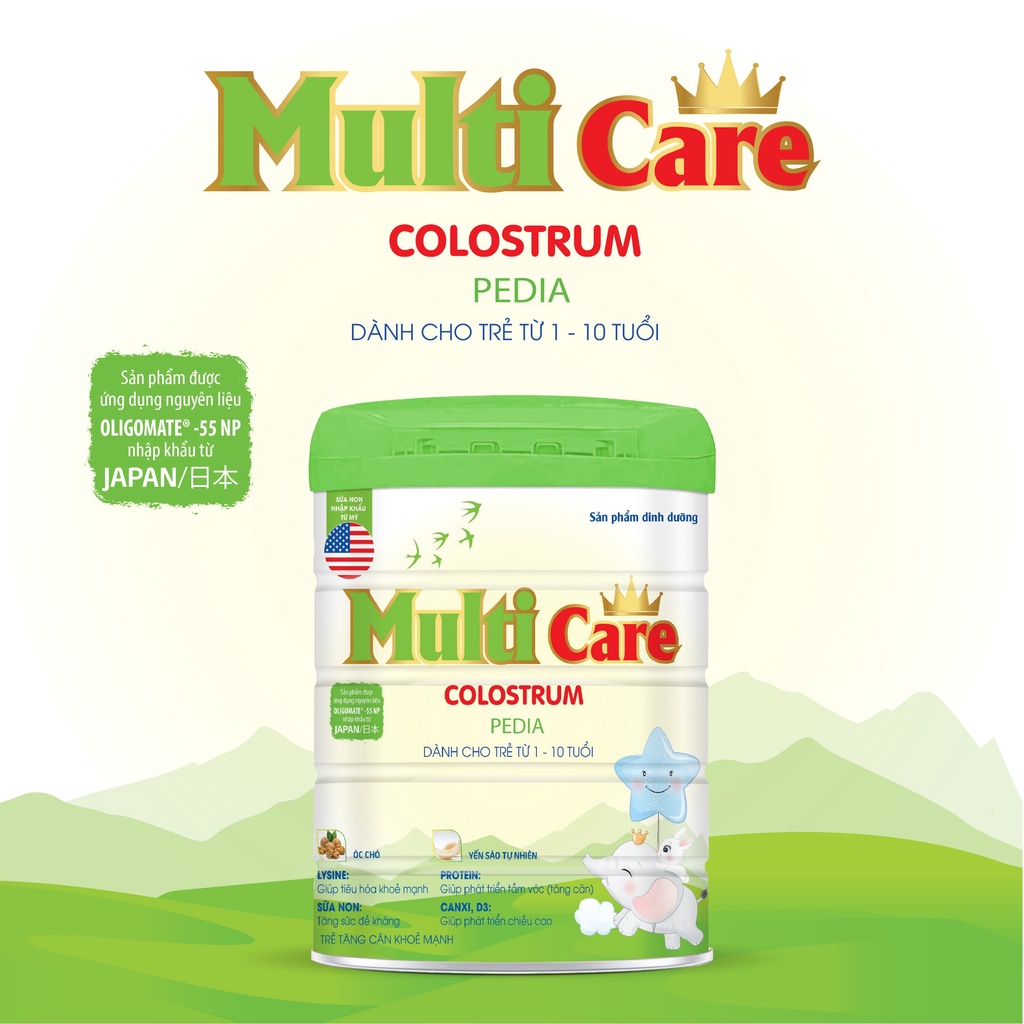 Sữa Multi care Colostrum PEDIA 900g dành cho trẻ từ 1-10 tuổi, giúp trẻ ăn ngon miệng tăng cân hiệu quả, chống táo bón