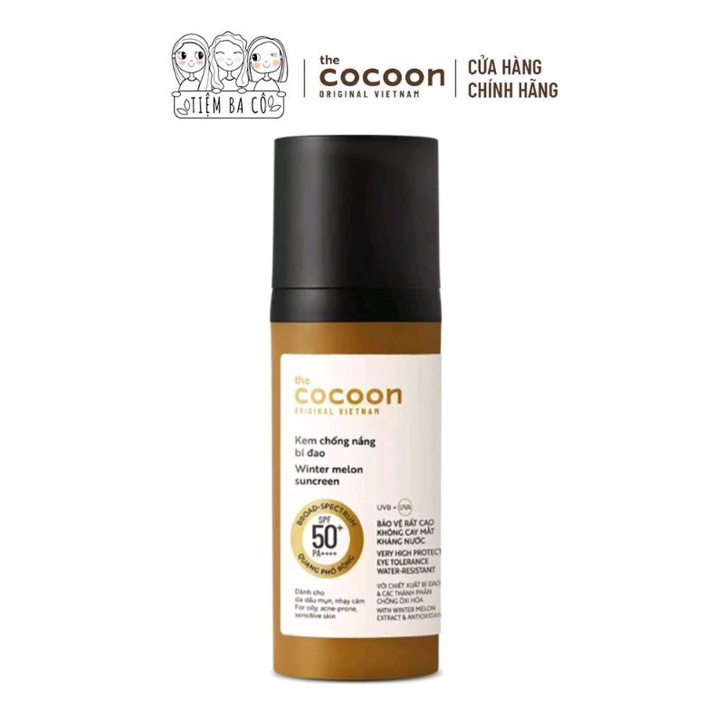 Kem chống nắng Cocoon 50 ml bí đao SPF50+ PA++++ quang phổ rộng bảo vệ cao