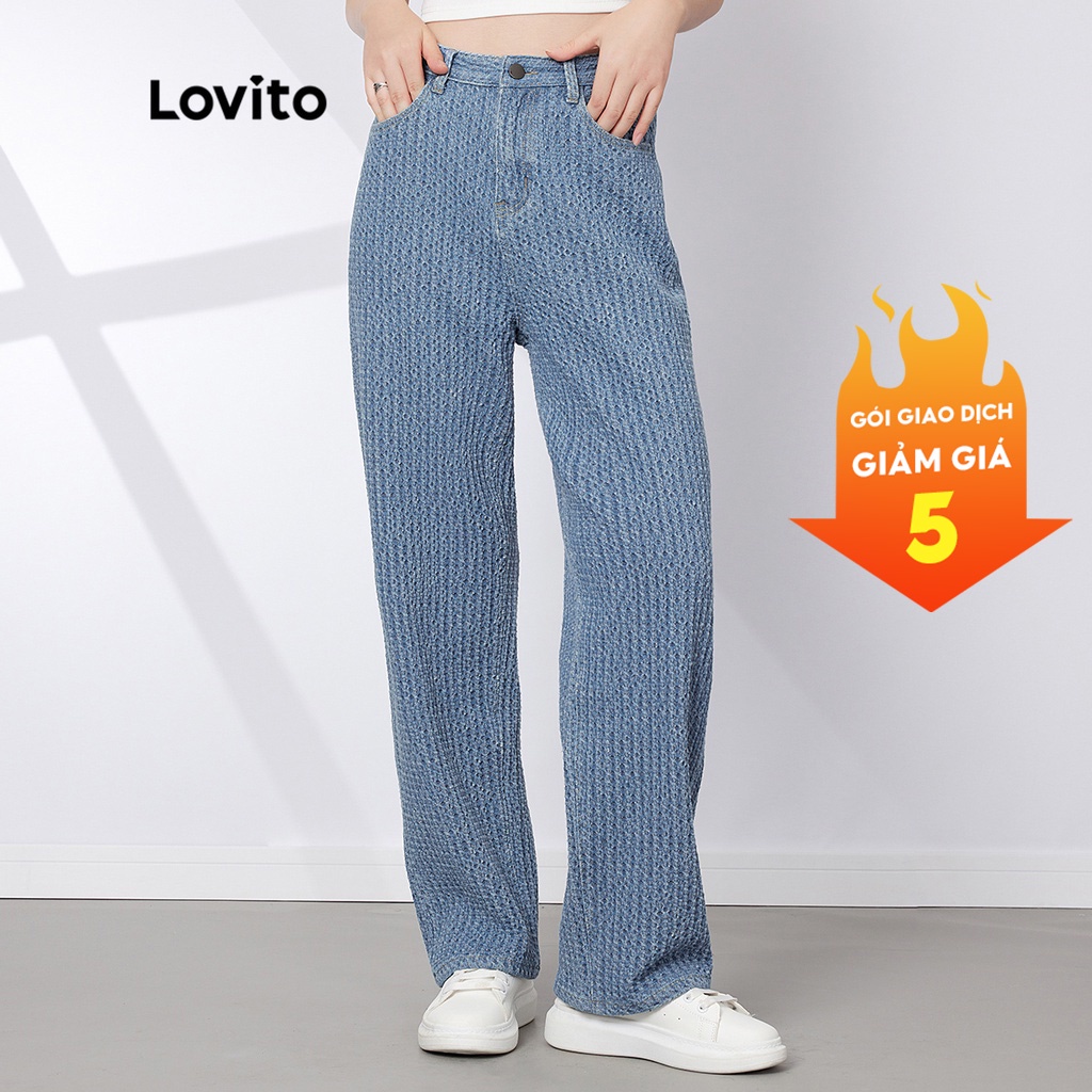 Quần Jeans Ống Suông Màu Xanh Dương L29AD073